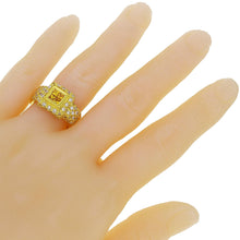 Load image into Gallery viewer, 18k Yellow Gold 1 1/4ctw Fancy Yellow &amp; White Diamond Encrusted Ring