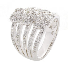 Load image into Gallery viewer, 14k White Gold 1ctw Diamond Triple Heart Stack Multi Row Split  Ring