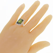 Load image into Gallery viewer, 14k White Gold 9ctw Emerald Cut Synthetic Peridot Greek Solitaire Ring
