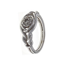 Load image into Gallery viewer, 10k White Gold 0.20ctw  Sparkling Diamond Cluster Braided Fashion Ring
