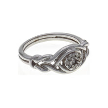 Load image into Gallery viewer, 10k White Gold 0.20ctw  Sparkling Diamond Cluster Braided Fashion Ring