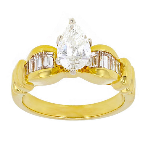 18k Yellow Gold 1.23ctw Pear Shaped Diamond Engagement Ring