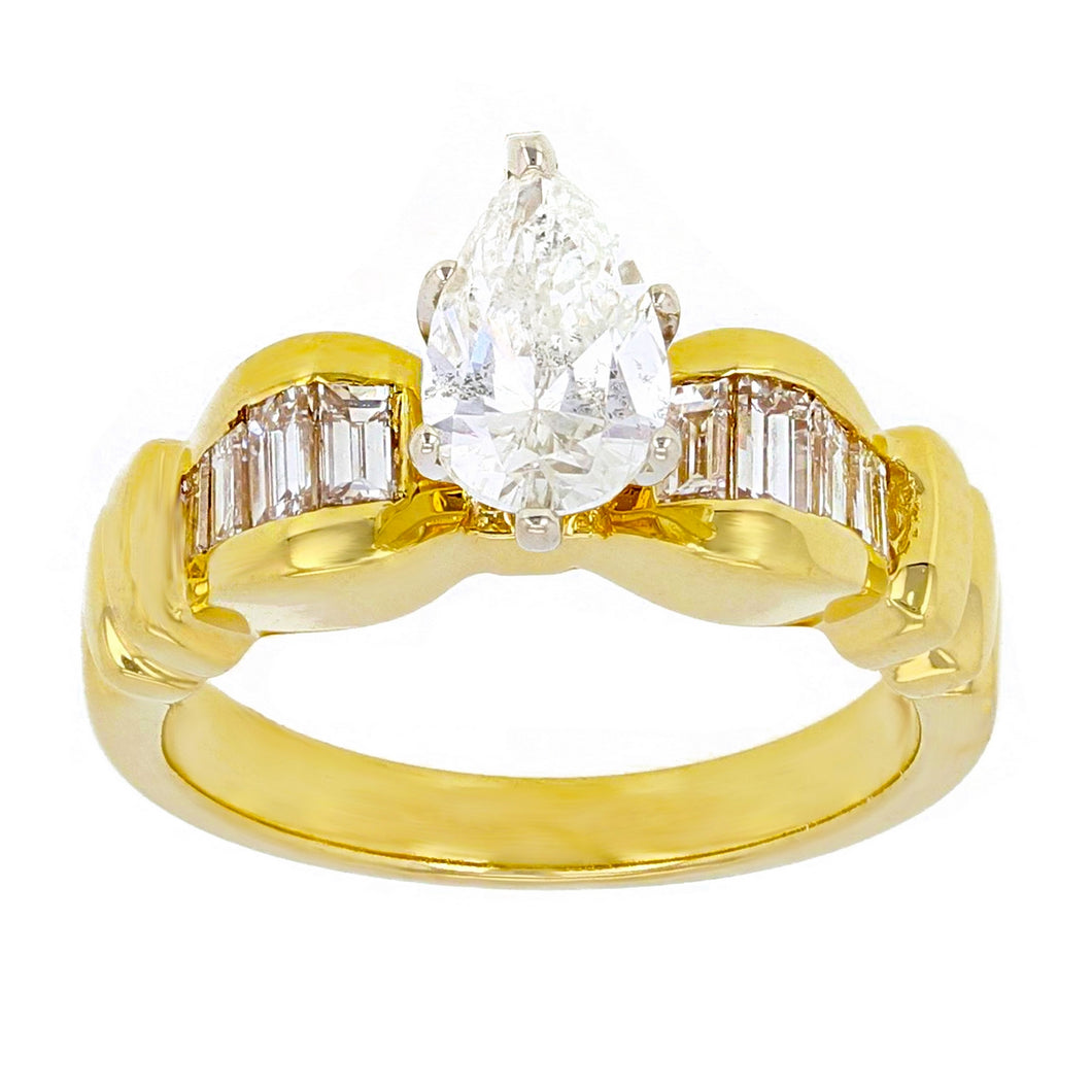 18k Yellow Gold 1.23ctw Pear Shaped Diamond Engagement Ring