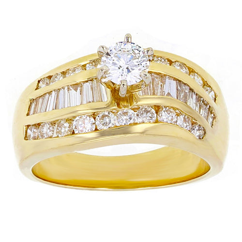 14k Yellow Gold 1.87ctw Diamond Channel Engagement Ring