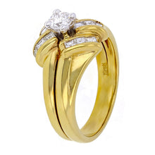 Load image into Gallery viewer, 18k Yellow Gold 0.68ctw Diamond Engagement Ring &amp; Matching Adjoined Wedding Band