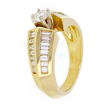 Load image into Gallery viewer, 14k Yellow Gold 1ctw Brilliant Cut Diamond Baguette Engagement Ring