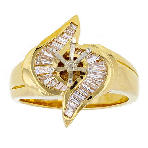 14k Yellow Gold 3/4ctw Baguette Diamond Engagement Ring Setting