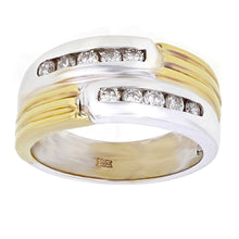 Load image into Gallery viewer, Men&#39;s 18k Yellow &amp; White Gold 0.42ctw Diamond Textured Wedding Band