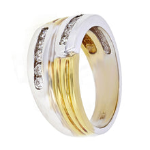 Load image into Gallery viewer, Men&#39;s 18k Yellow &amp; White Gold 0.42ctw Diamond Textured Wedding Band