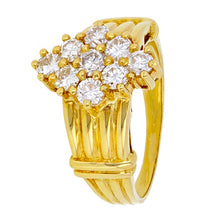 Load image into Gallery viewer, 14k Yellow Gold 0.99ctw Diamond Marquise Cluster Scalloped Ring
