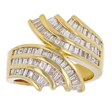 Load image into Gallery viewer, 18k Yellow Gold 3ctw Baguette Diamond Bypass Channel Ring