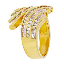 Load image into Gallery viewer, 18k Yellow Gold 3ctw Baguette Diamond Bypass Channel Ring