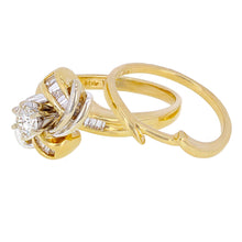 Load image into Gallery viewer, 14k Yellow &amp; White Gold 1ctw Diamond Love Knot Engagement &amp; Wedding Ring Set