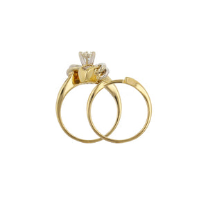 14k Yellow & White Gold 1ctw Diamond Love Knot Engagement & Wedding Ring Set