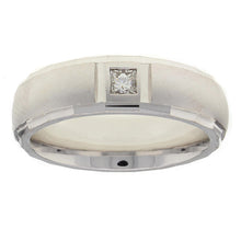 Load image into Gallery viewer, Men&#39;s 14k White Gold 0.12ctw Diamond Solitaire Matte Wedding Band