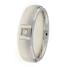 Load image into Gallery viewer, Men&#39;s 14k White Gold 0.12ctw Diamond Solitaire Matte Wedding Band