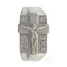 Load image into Gallery viewer, Men&#39;s 14k White Gold 1/4ctw Diamond Pave Crucifix Ring