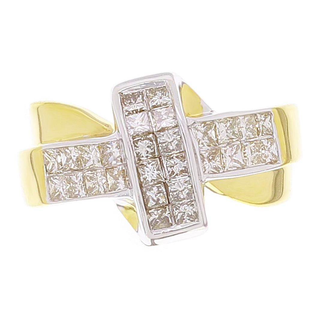 14k Yellow & White Gold 1ctw Fancy Champagne Diamond Love Knot Band