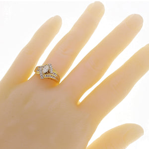 14k Yellow Gold 0.66ctw Marquise & Brilliant Cut Diamond Engagement Ring