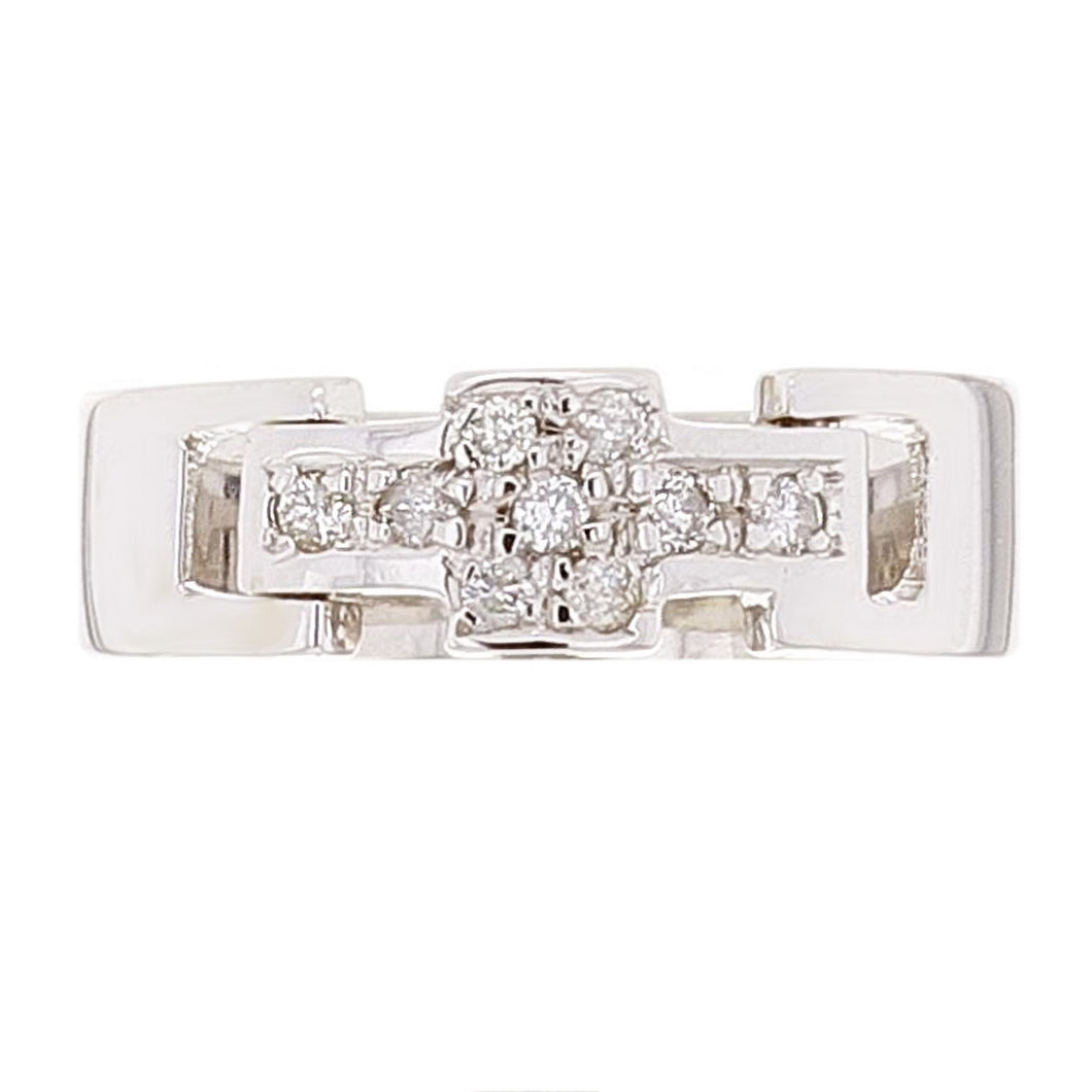 14k White Gold 0.15ctw Diamond Pave Cross Band