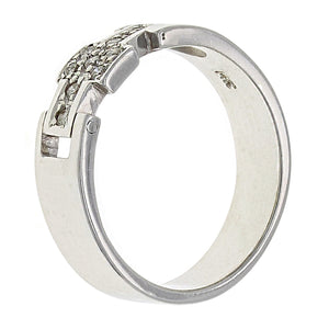 14k White Gold 0.15ctw Diamond Pave Cross Band