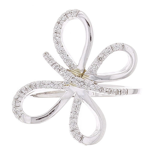 18k White Gold 1/3ctw Diamond Pave Butterfly Ring