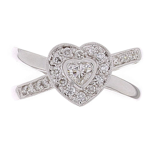 18k White Gold 0.31ctw Diamond Love Heart Split Ring