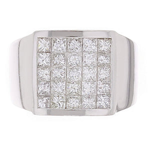 Men's 14k White Gold 1ctw Princess Diamond Square Ring