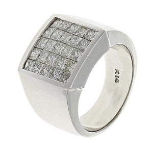 Men's 14k White Gold 1ctw Princess Diamond Square Ring