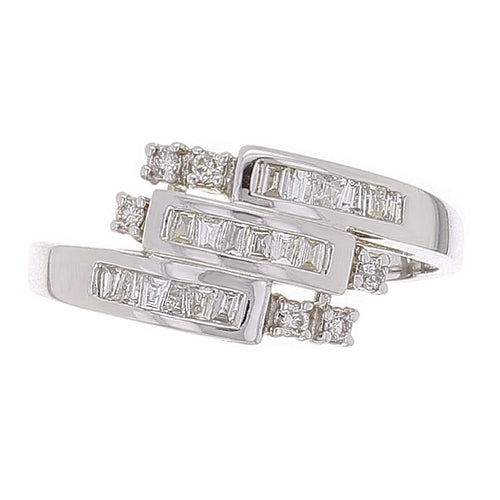 14k White Gold 0.80ctw Baguette Diamond Cluster Ring
