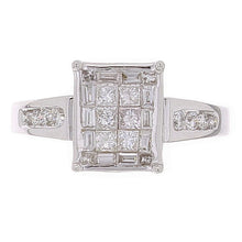 Load image into Gallery viewer, 14k White Gold 0.90ctw Mixed Cut Diamond Rectangle Ring