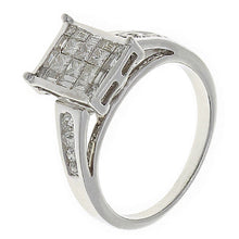Load image into Gallery viewer, 14k White Gold 0.90ctw Mixed Cut Diamond Rectangle Ring