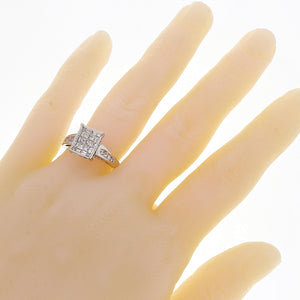 14k White Gold 0.90ctw Mixed Cut Diamond Rectangle Ring