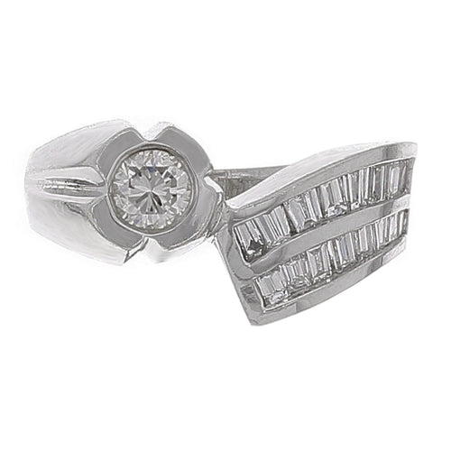 14k White Gold 1ctw Diamond Modern Bypass Ring