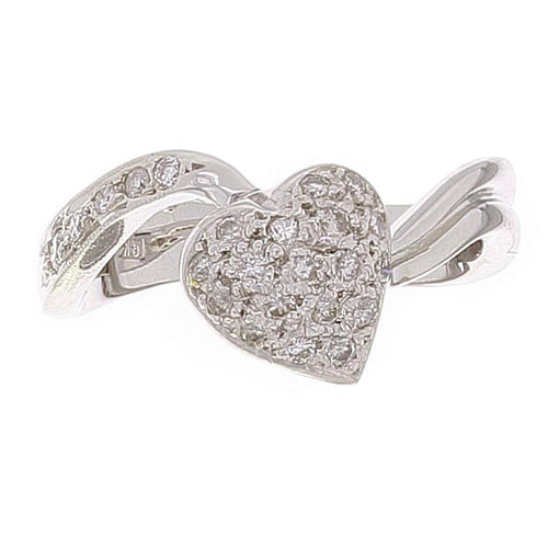 18k White Gold 1/2ctw Diamond Pave Heart Ring