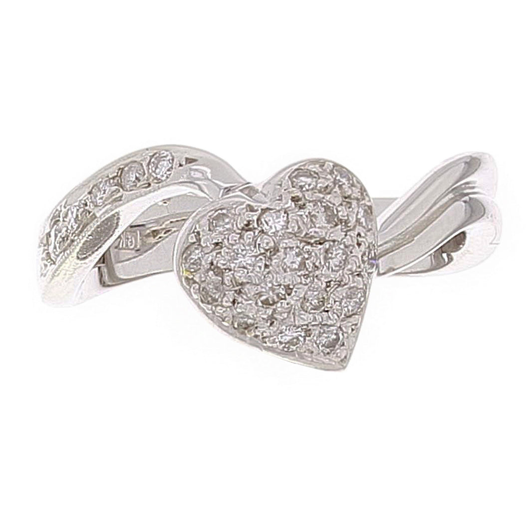 18k White Gold 1/2ctw Diamond Pave Heart Ring