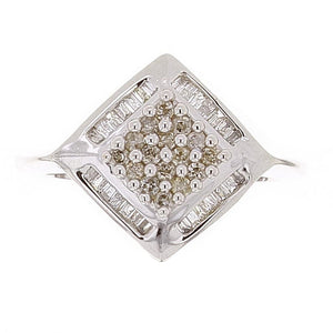 14k White Gold 1/2ctw Mixed Cut Diamond Square Ring