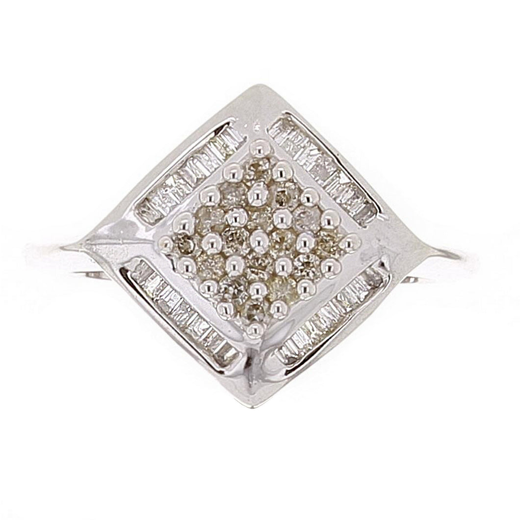 14k White Gold 1/2ctw Mixed Cut Diamond Square Ring
