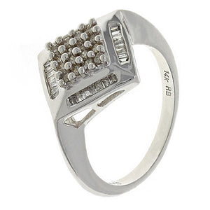14k White Gold 1/2ctw Mixed Cut Diamond Square Ring