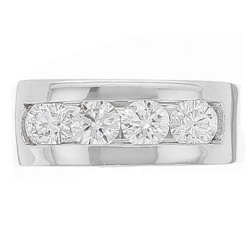 Men's 14k White Gold 0.84ctw Diamond Channel Square Ring