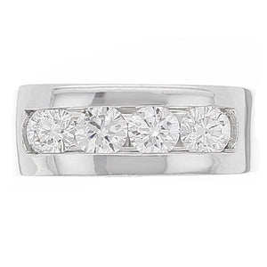 Men's 14k White Gold 0.84ctw Diamond Channel Square Ring