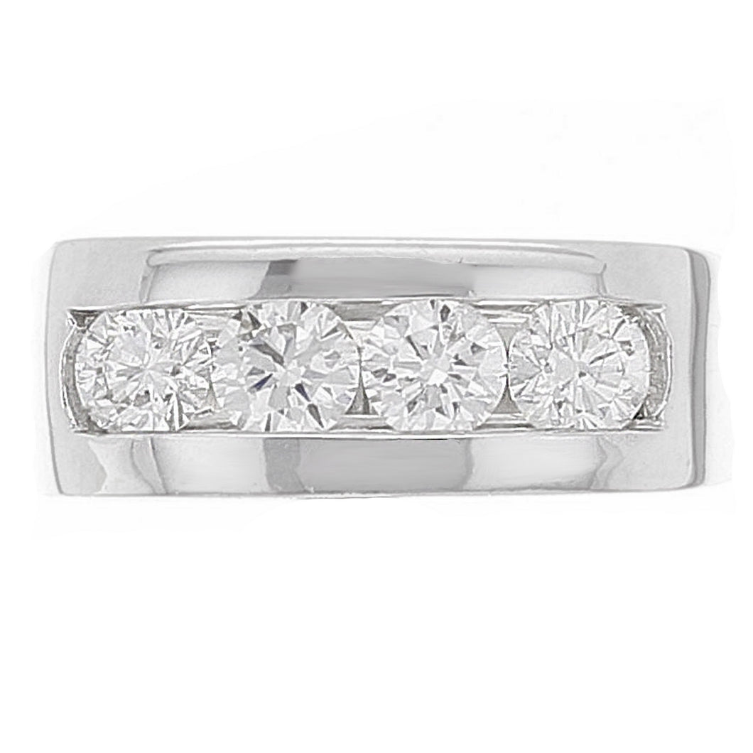 Men's 14k White Gold 0.84ctw Diamond Channel Square Ring