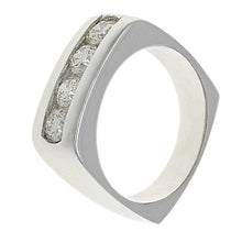Load image into Gallery viewer, Men&#39;s 14k White Gold 0.84ctw Diamond Channel Square Ring