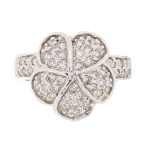 14k White Gold 0.65ctw Diamond Pave Flower Ring