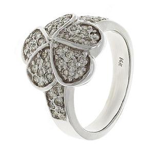 14k White Gold 0.65ctw Diamond Pave Flower Ring