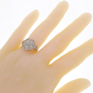 14k White Gold 0.65ctw Diamond Pave Flower Ring