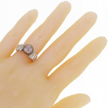 Load image into Gallery viewer, 14k White Gold 9.50mm Black Cultured Tahitian Pearl &amp; 0.20ctw Diamond Ring