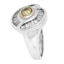 Load image into Gallery viewer, 14k White Gold 1.05ctw Yellow &amp; White Diamond Bezel Ring