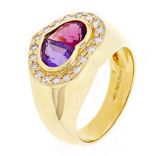 Load image into Gallery viewer, 14k Yellow Gold 1.02ctw Amethyst &amp; Tourmaline Diamond Heart Ring