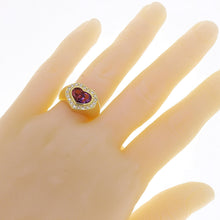 Load image into Gallery viewer, 14k Yellow Gold 1.02ctw Amethyst &amp; Tourmaline Diamond Heart Ring
